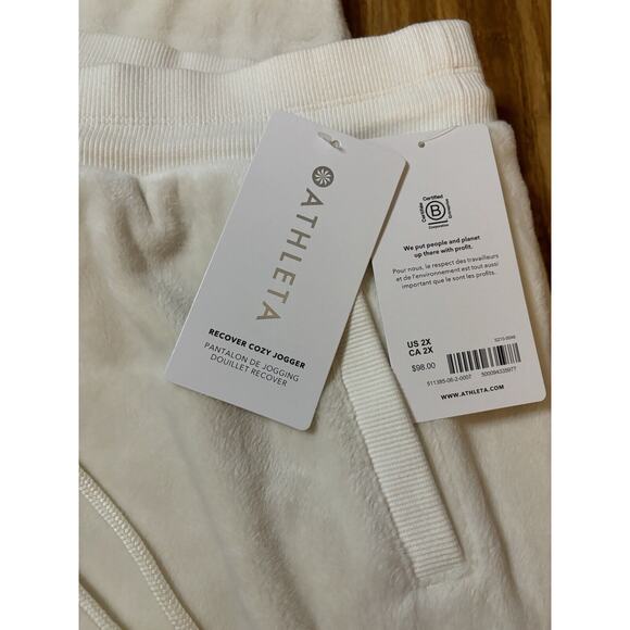 Athleta Recover Cozy Jogger Size 2x Plus Ivory 4 Way Stretch NWT $98 Soft Plush - Picture 8 of 8